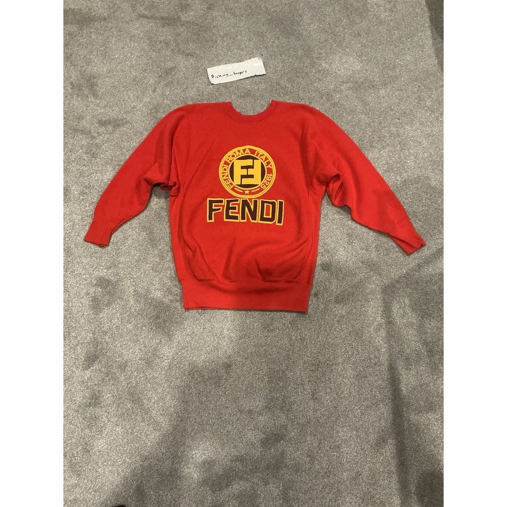 Vintage Bootleg Fendi Crewneck Red Man Size Medium